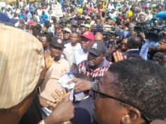 Photos: Governor Seyi Makinde addresses protesters