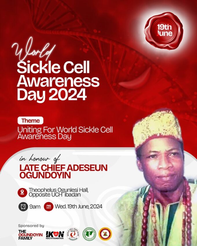 2024 Int’l sickle cell day: Ogundoyin to empower patients in memory of late father