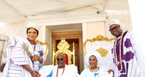 Ooni, Olubadan honors Ibadan based philanthropist, Adeshina, wife at Chieftaincy installation