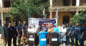 World Environment Day: IBEDC takes sensitization on plastic pollution to market, school, donates waste bins
