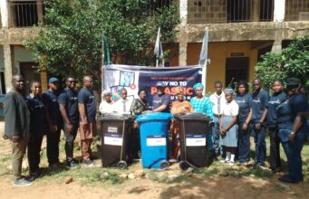 World Environment Day: IBEDC takes sensitization on plastic pollution to market, school, donates waste bins