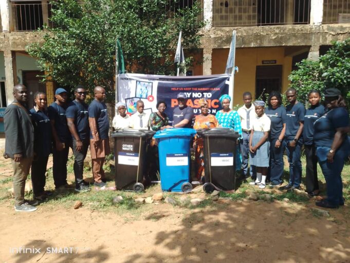 World Environment Day: IBEDC takes sensitization on plastic pollution to market, school, donates waste bins
