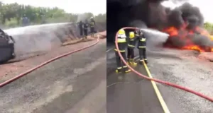 Petrol laden tanker tumbles, spills fuel in Iseyin